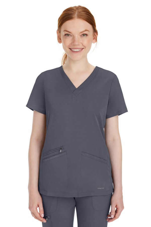 2530 HH Works Mariah V-Neck Top Pewter