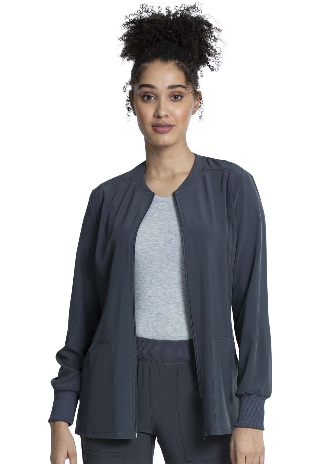 CKA384 Allura Zip-Front Jacket Pewter