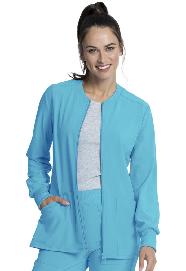 CKA384 Allura Zip-Front Jacket Teal Blue