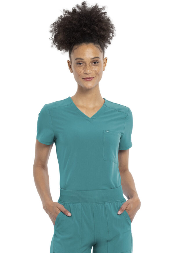 CKA690 Allura V-Neck Tuckable Top Teal Blue
