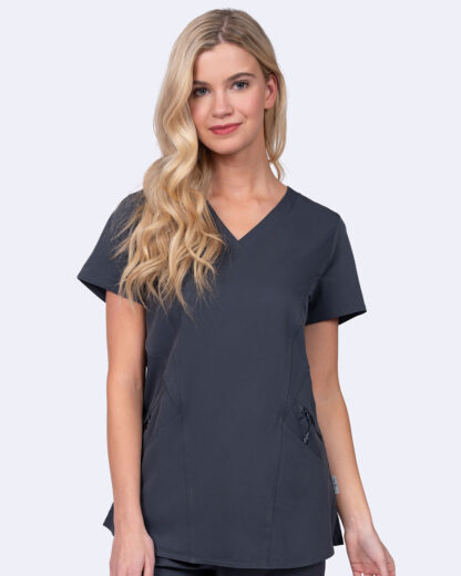 1084 Ava Therese Ava Knit Back Top Pewter