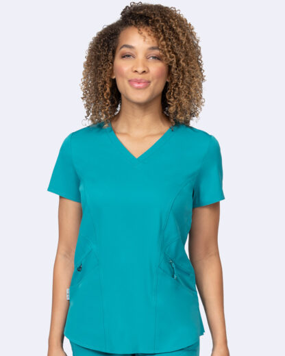1084 Ava Therese Ava Knit Back Top Teal Blue