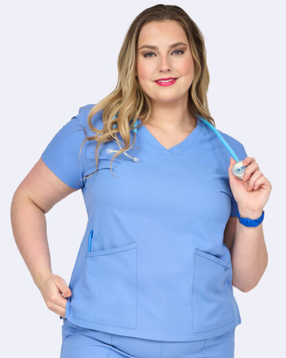 1165 Zavate Studio Focus V-Neck Top Ceil Blue
