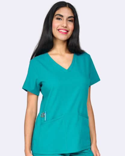 1165 Zavate Studio Focus V-Neck Top Teal Blue