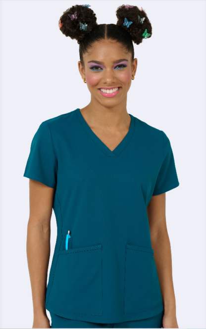 1165 Zavate Studio Focus V-Neck Top Caribbean Blue