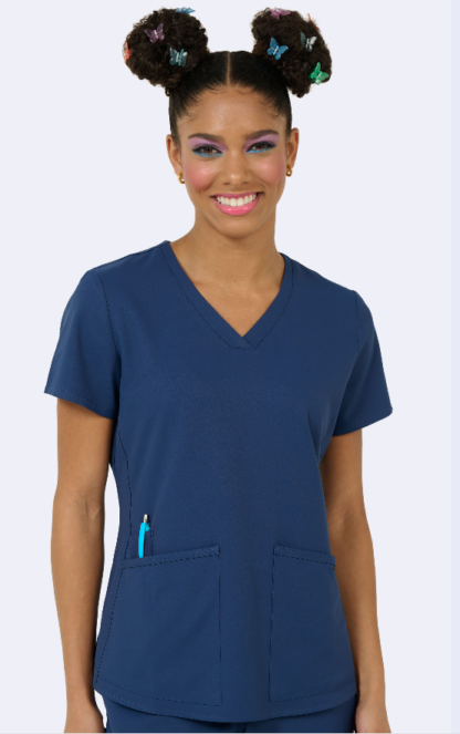 1165 Zavate Studio Focus V-Neck Top Navy