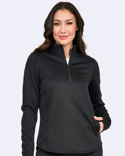 2042 Ava Therese 1/2 Zip Fleece Pullover Black