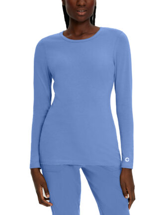 205 White Cross Stretch Long Sleeve Tee Ceil Blue