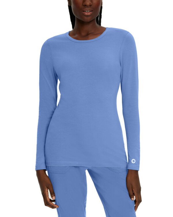 205 White Cross Stretch Long Sleeve Tee Ceil Blue