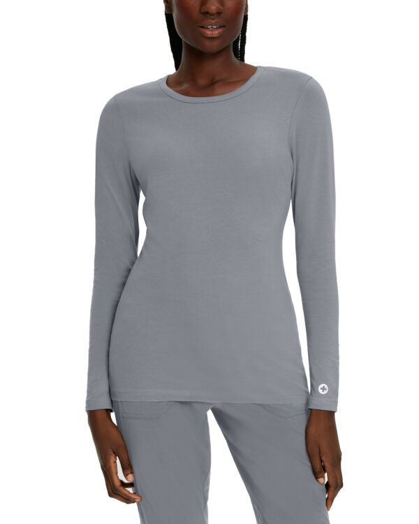 205 White Cross Stretch Long Sleeve Tee Grey