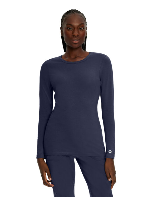 205 White Cross Stretch Long Sleeve Tee Navy