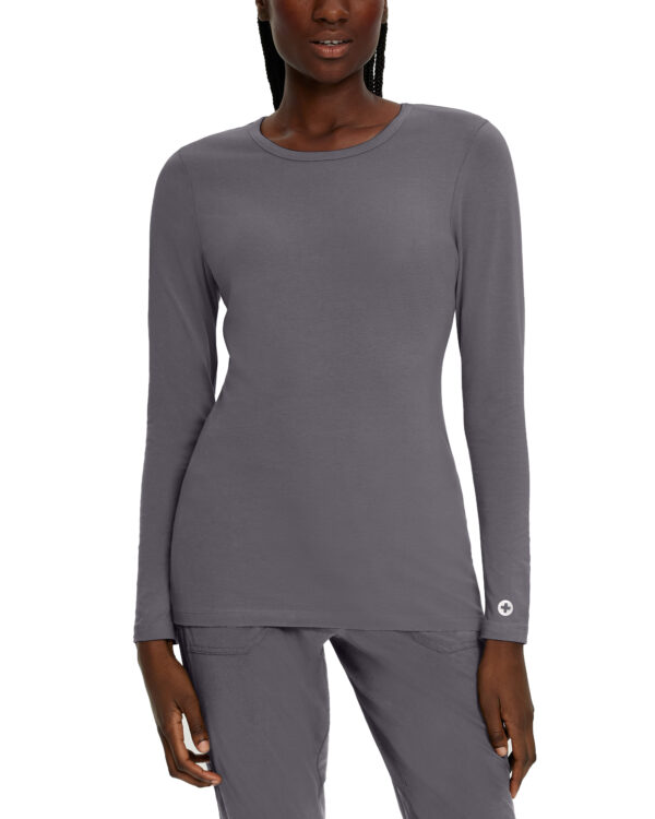 205 White Cross Stretch Long Sleeve Tee Pewter