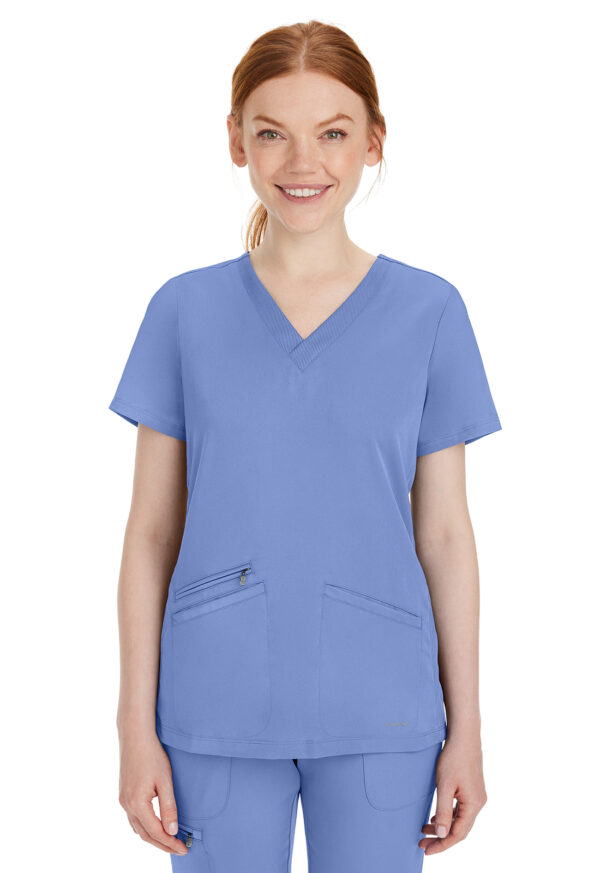 2530 HH Works Mariah V-Neck Top Ceil Blue