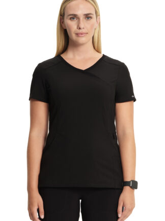 2625A Infinity Mock Wrap Top Black