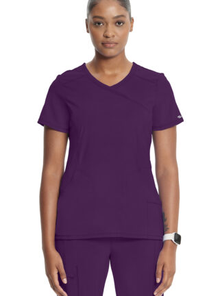 2625A Infinity Mock Wrap Top Eggplant
