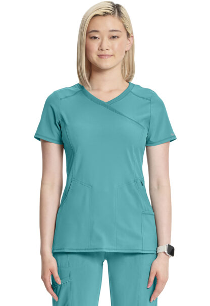 2625A Infinity Mock Wrap Top Teal Blue