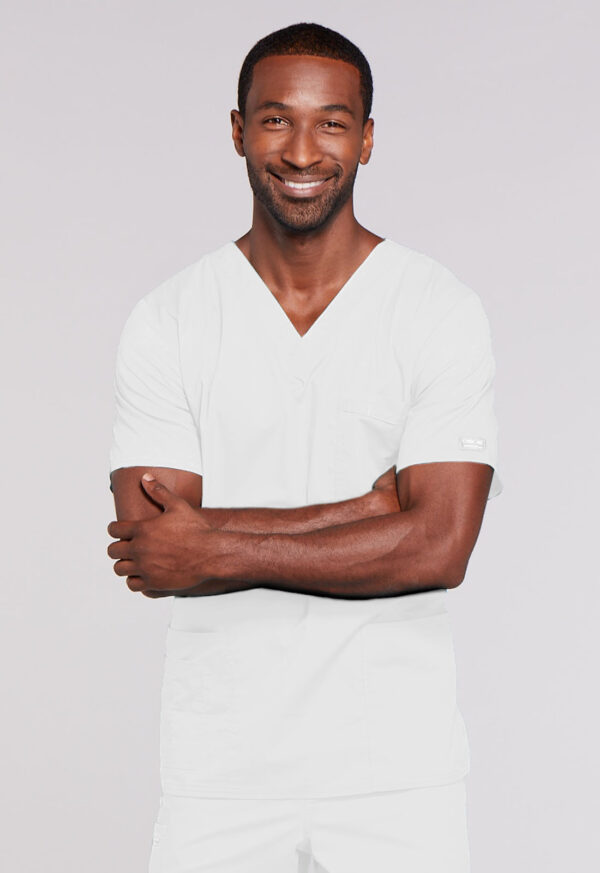 4725 Core Stretch Unisex V-Neck Top White