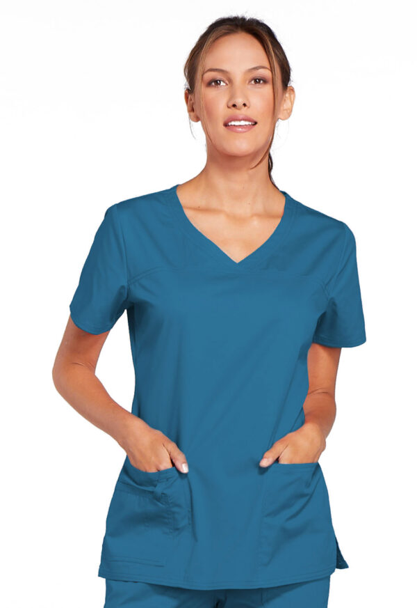 4727 Core Stretch V-Neck Top Caribbean Blue