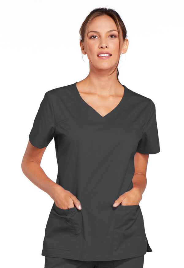 4727 Core Stretch V-Neck Top Pewter