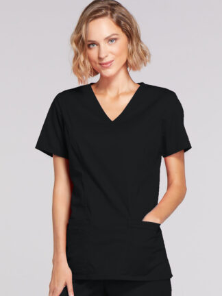 4728 Core Stretch Mock Wrap Top Black