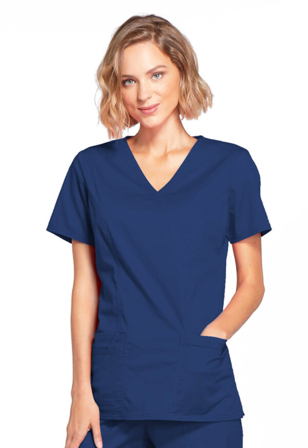 4728 Core Stretch Mock Wrap Top Navy