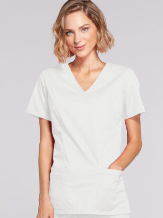 4728 Core Stretch Mock Wrap Top White