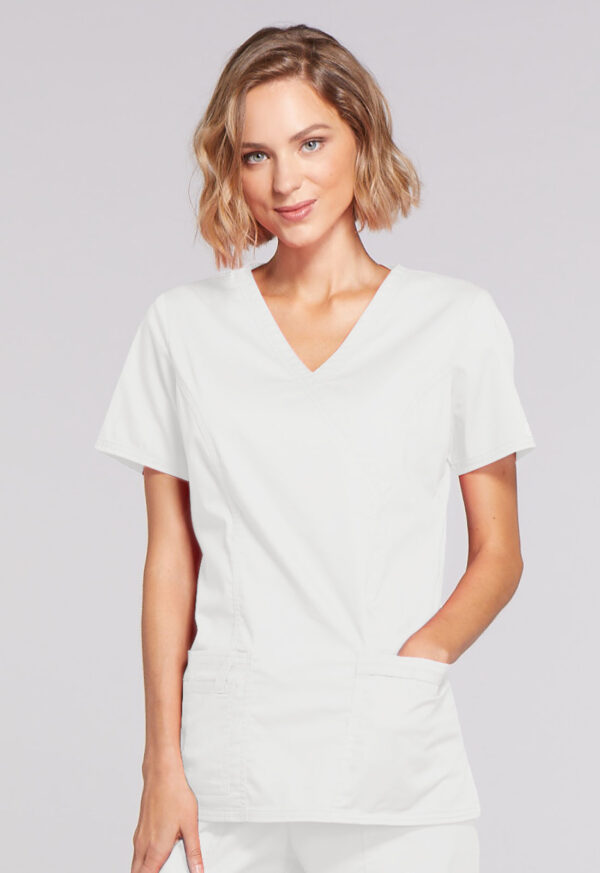 4728 Core Stretch Mock Wrap Top White
