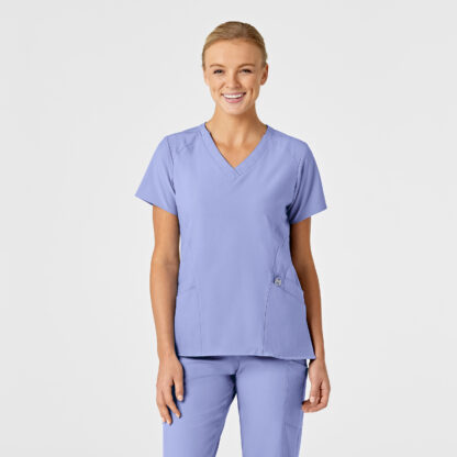 6155 W123 Stylized V-Neck Top Ceil Blue