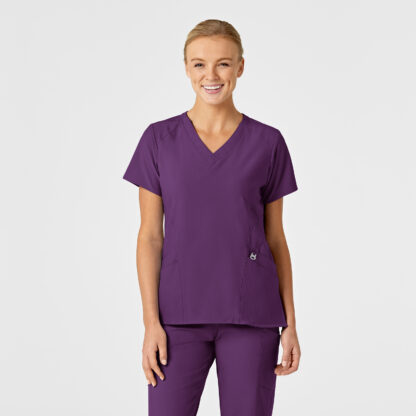 6155 W123 Stylized V-Neck Top Eggplant