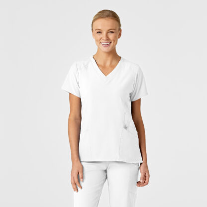 6155 W123 Stylized V-Neck Top White