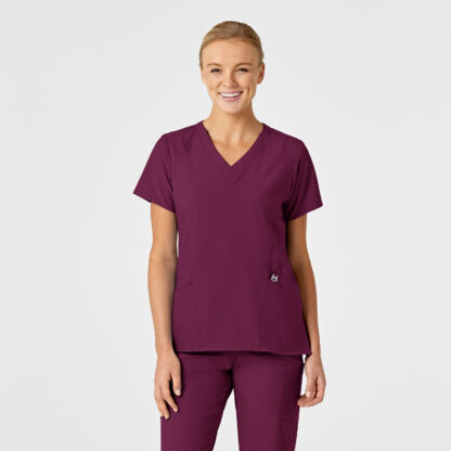 6155 W123 Stylized V-Neck Top Wine