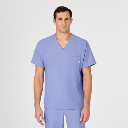 6355 W123 V- Neck Top Ceil Blue