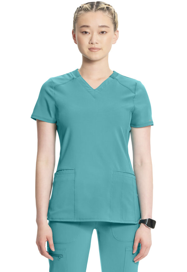CK865A Infinity V-Neck Top Teal Blue