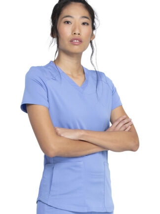 DK875 Balance V-Neck Top Ceil Blue