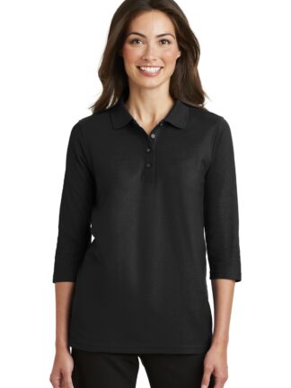 Port Authority Ladies Silk Touch 3/4-Sleeve Polo. L562