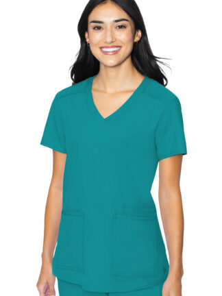 MC2411 Med Couture Insight Women's 3 Pocket Top Teal Blue