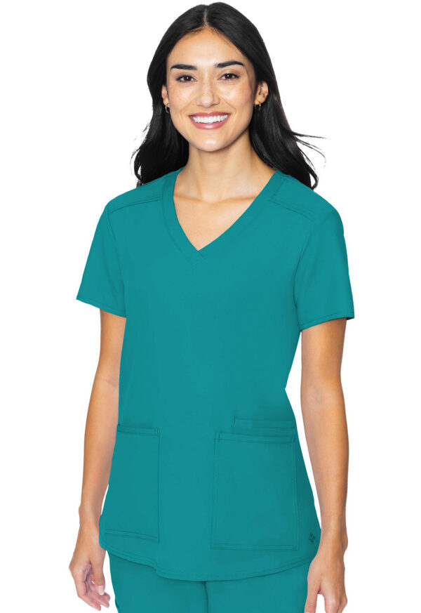 MC2411 Med Couture Insight Women's 3 Pocket Top Teal Blue