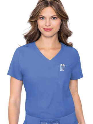 MC2432 Med Couture Insight Women's One Pocket Tuck-In Top Ceil Blue