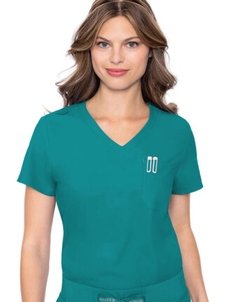 MC2432 Med Couture Insight Women's One Pocket Tuck-In Top Teal Blue