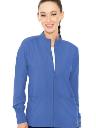 MC2660 Med Couture Insight Women's Zip Front Warm-Up With Shoulder Yokes Ceil Blue
