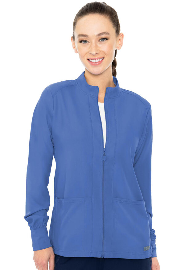 MC2660 Med Couture Insight Women's Zip Front Warm-Up With Shoulder Yokes Ceil Blue