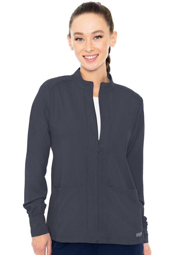 MC2660 Med Couture Insight Women's Zip Front Warm-Up With Shoulder Yokes Pewter