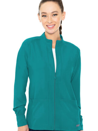 MC2660 Med Couture Insight Women's Zip Front Warm-Up With Shoulder Yokes Teal Blue