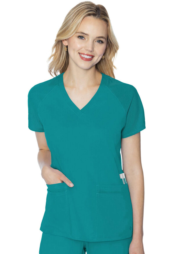 MC7425 Med Couture Touch Women's Raglan Sleeve Top Teal Blue