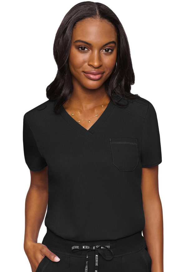 MC7448 Med Couture Touch Women's V-Neck Tuck In Black