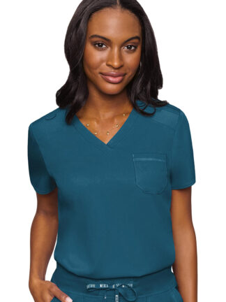 MC7448 Med Couture Touch Women's V-Neck Tuck In Caribbean Blue