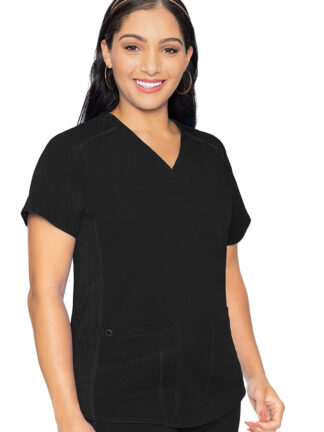 MC7459 Med Couture Touch Women's V-Neck Shirttail Top Black