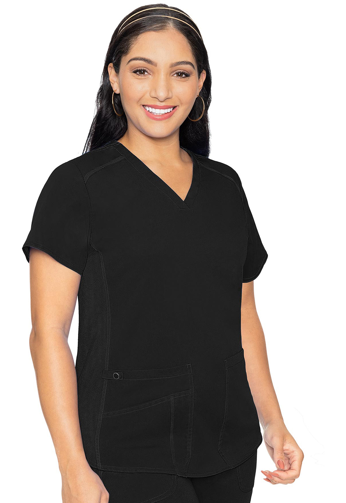 MC7459 Med Couture Touch Women's V-Neck Shirttail Top Black