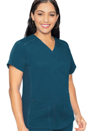 MC7459 Med Couture Touch Women's V-Neck Shirttail Top Caribbean Blue