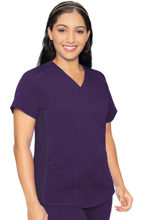MC7459 Med Couture Touch Women's V-Neck Shirttail Top Eggplant